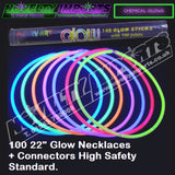 Solid mixed colour 22" (inch) glow necklace with connectors