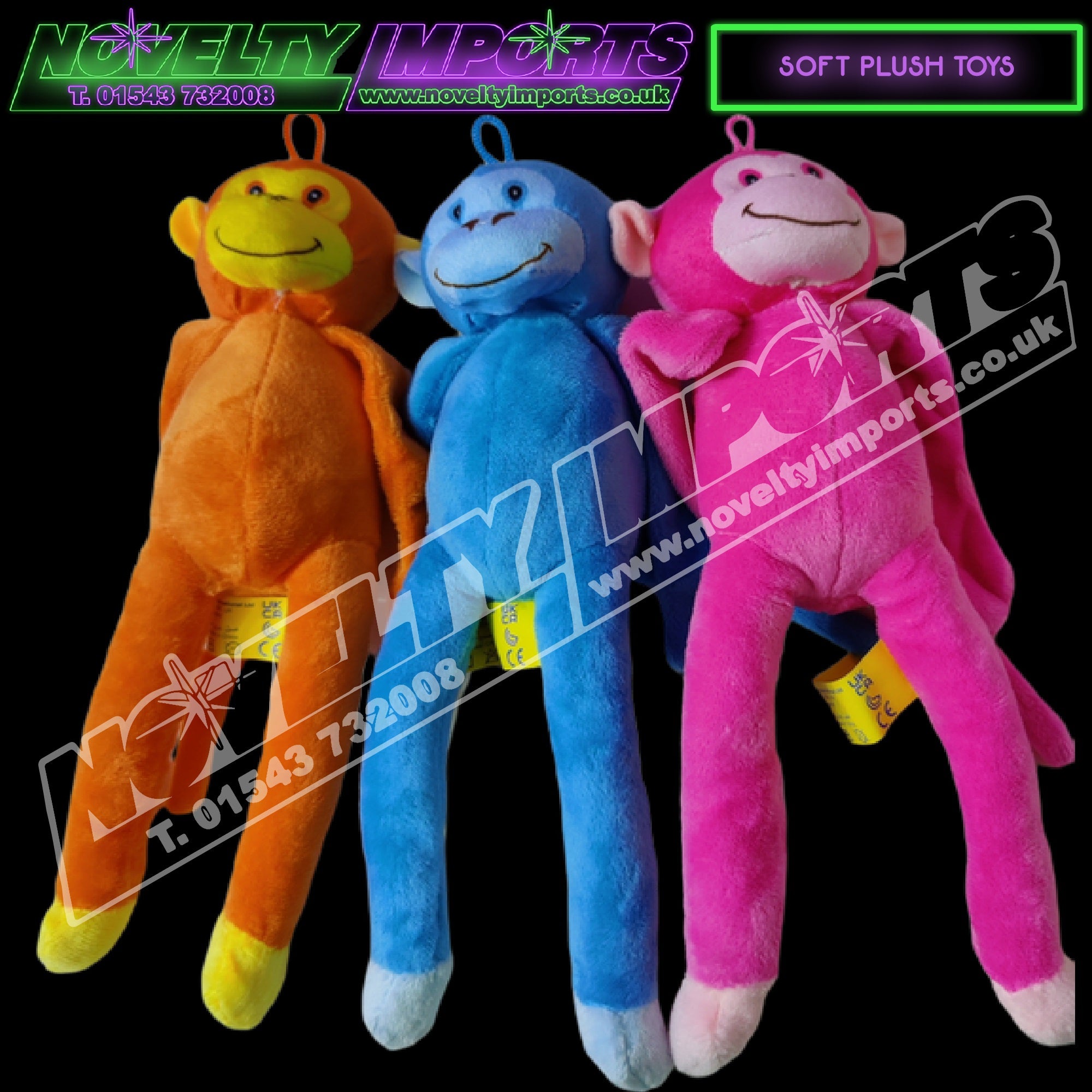 24/pc Cheeky Chimp Monkey Soft Plush Hooped Win Toy – Novelty Imports UK