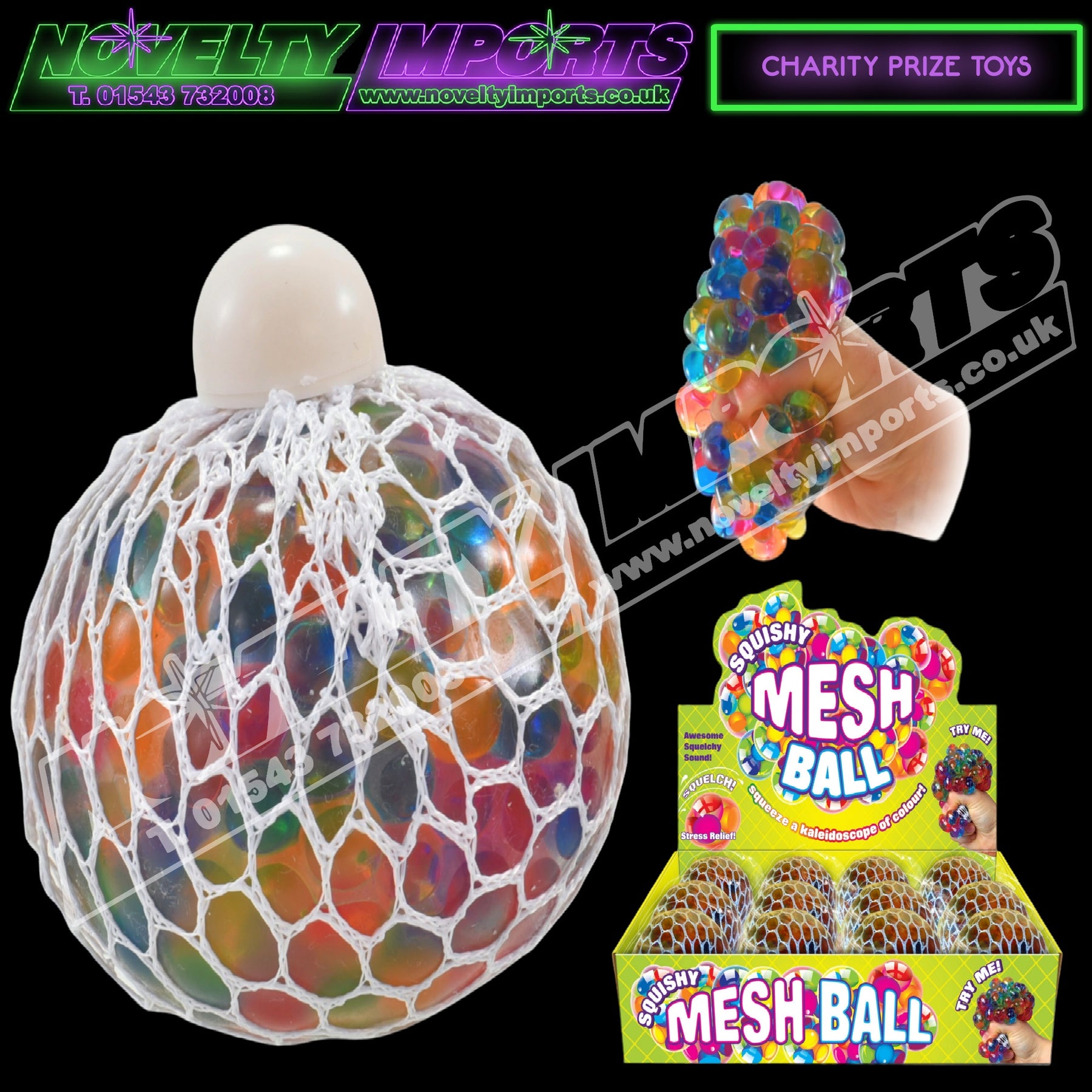 Mixed Colours Squeezy Stress Mesh Fidget Brain Ball – Novelty Imports UK