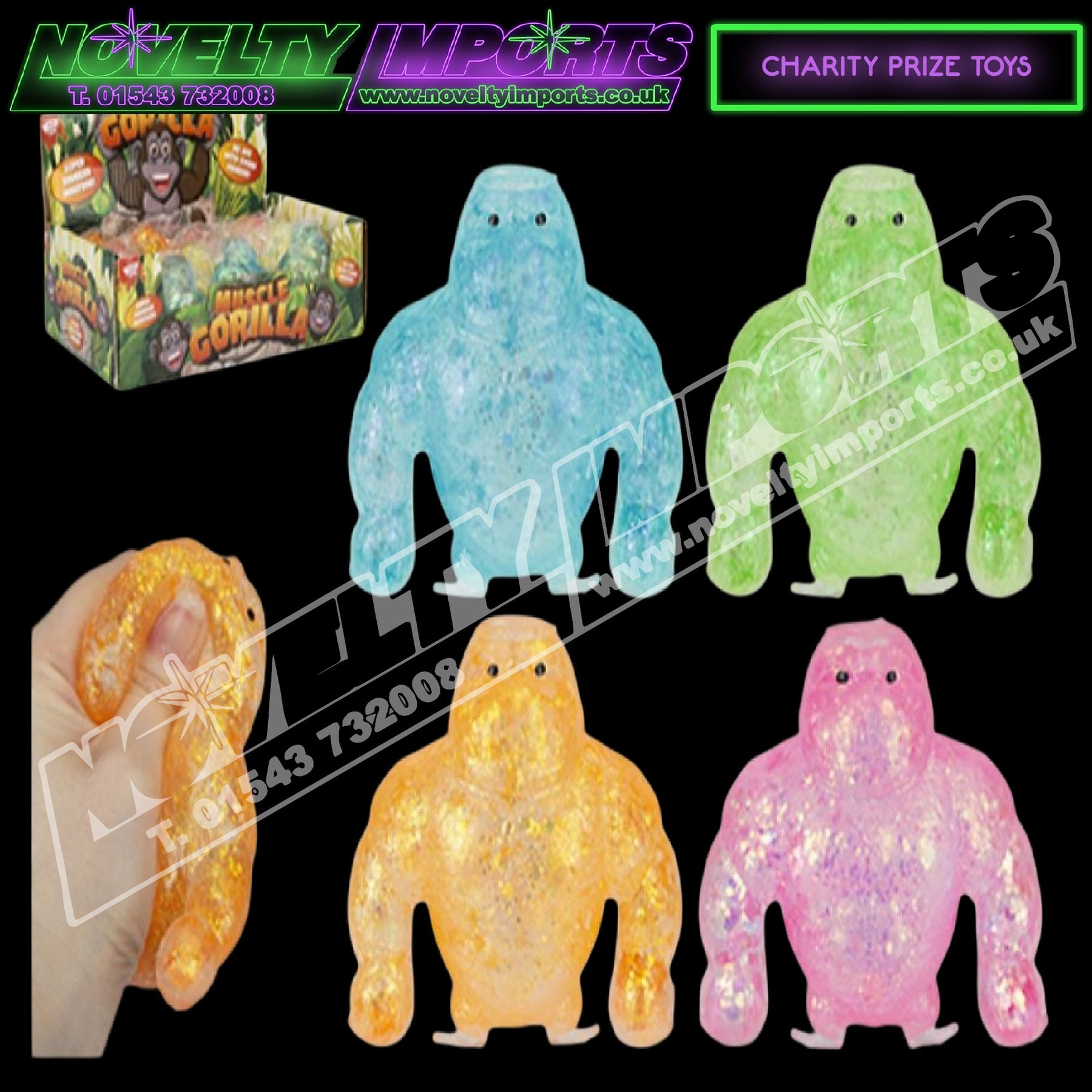 24/pc Squeezy Squishy Maltose Squeeze Muscle Gorilla Stress toy ...