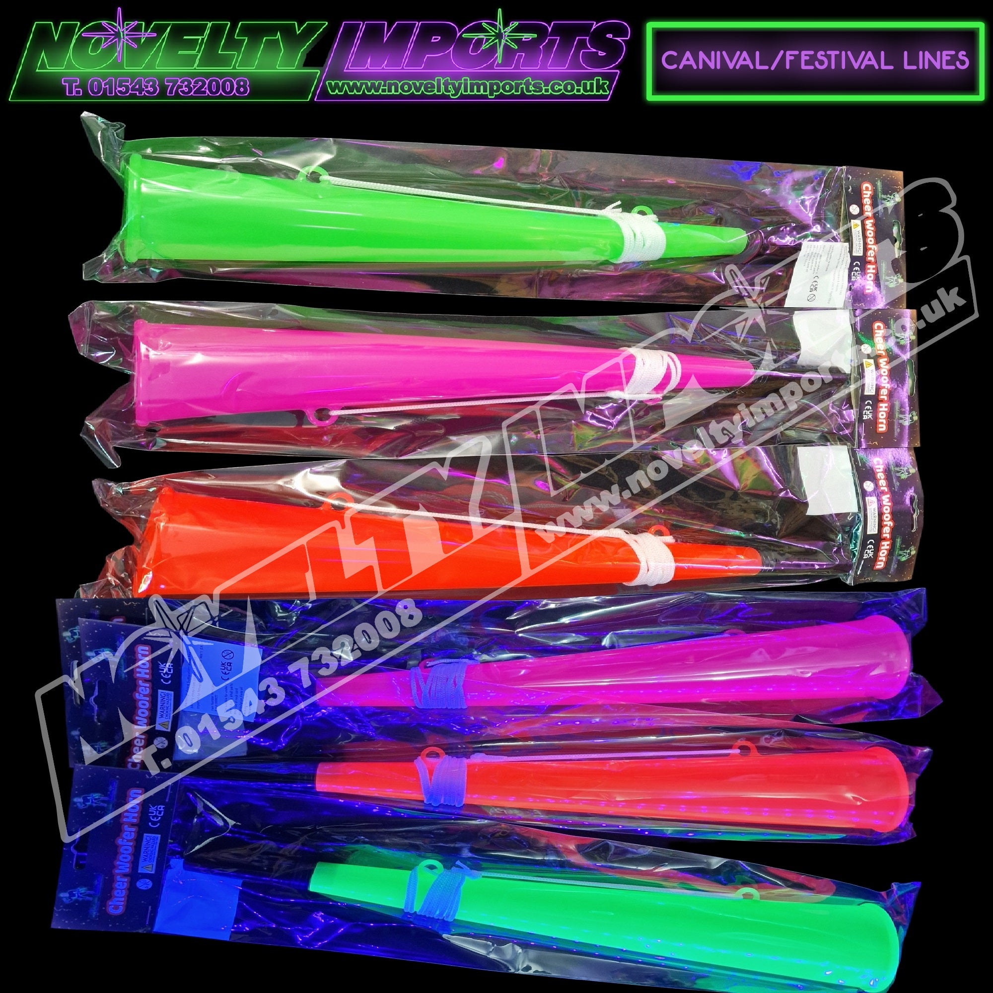 Neon UV Active Woofer Premium Cheer Rave Festival Carnival Horns ...