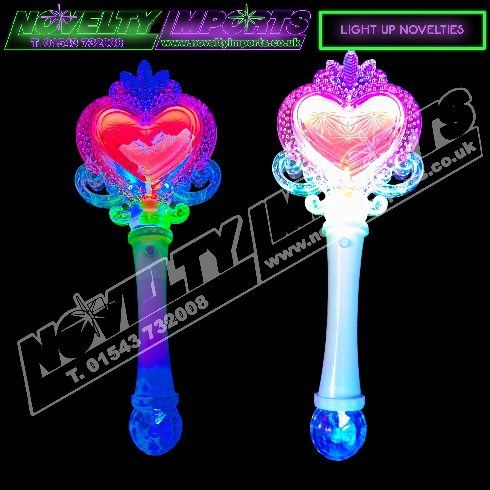 Flashing Red Green Blue Midi Heart LED Wand – Novelty Imports UK