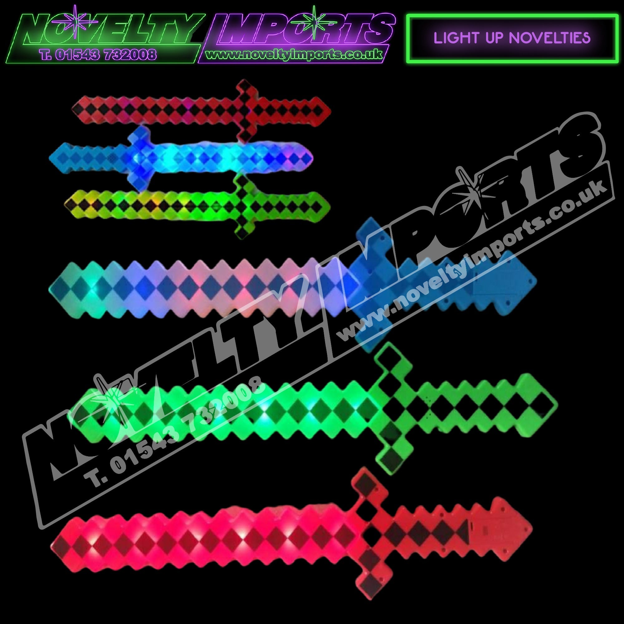 Pixel Mosaic Gaming Style LED Flashing Sword – Novelty Imports UK